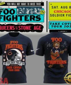 Perfect Shirt Foo Fighters x Chicago Bears, Take Cover Tour 2026 T Shirt , Music Design T Shirt Perfect Shirt Foo Fighters X Chicago Bears Take Cover Tour 2026 T Shirt
