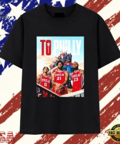 Philadelphia 76ers Joel Embiid LeBron James and Tyrese Maxey To Philly T Shirt, Trendy 2D Print Shirt Philadelphia 76ers Joel Embiid Lebron James And Tyrese Maxey TO Philly T Shirt