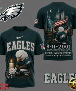 Philadelphia Eagles NFL 9 11 25th Anniversary Never Forget Memorial 3D T Shirt, Sports Fans 3D Shirt Philadelphia Eagles Nfl 9 11 25th Anniversary Never Forget Memorial 3D T Shirt