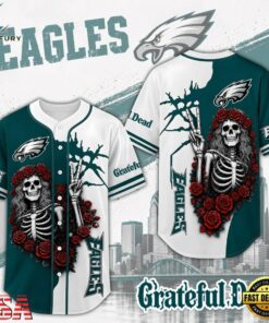 Philadelphia Eagles NFL Game Day Grateful Dead Baseball Jersey Shirt, NFL Baseball Shirt Philadelphia Eagles Nfl Game Day Grateful Dead Baseball Jersey Shirt