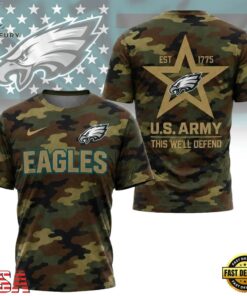 Philadelphia Eagles NFL Veterans US Army Camo New Design 3D Shirt , Sports Fans 3D Shirt Philadelphia Eagles Nfl Veterans US Army Camo New Design 3D Shirt