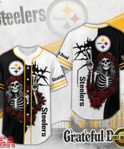 Pittsburgh Steelers NFL Game Day Grateful Dead Baseball Jersey Shirt, NFL Baseball Shirt Pittsburgh Steelers Nfl Game Day Grateful Dead Baseball Jersey Shirt