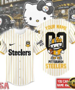 Pittsburgh Steelers NFL Kitty Game Day Custom Baseball Jersey Shirt , NFL Baseball Shirt Pittsburgh Steelers Nfl Kitty Game Day Custom Baseball Jersey Shirt