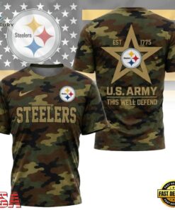 Pittsburgh Steelers NFL Veterans US Army Camo New Design 3D Shirt , Sports Fans 3D Shirt Pittsburgh Steelers Nfl Veterans US Army Camo New Design 3D Shirt