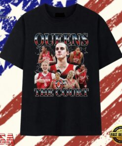 Queens Of The Court Women's Basketball Graphic Vintage T Shirt, Trendy 2D Print Shirt Queens OF The Court Women S Basketball Graphic Vintage T Shirt