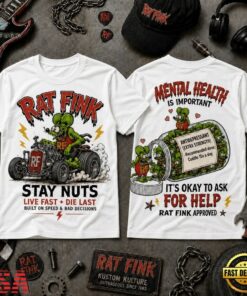 Rat Fink Stay Nuts, Live Fast, Die Last Mental Health 3D Shirt , Music Fans Shirt Rat Fink Stay Nuts Live Fast Die Last Mental Health 3D Shirt