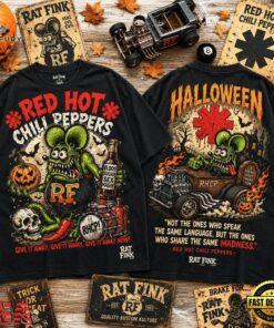 Rat Fink x Red Hot Chili Peppers Halloween Madness 3D Shirt , Music Design T Shirt Rat Fink X Red Hot Chili Peppers Halloween Madness 3D Shirt
