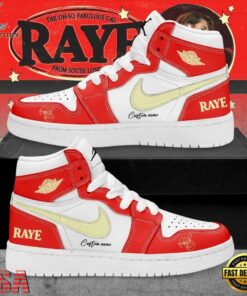 RAYE This Tour May Contain New Music Tour 2026 Custom Red Air Jordan 1 Shoes , Music Shoes Raye This Tour May Contain New Music Tour 2026 Custom Red Air Jordan 1 Shoes