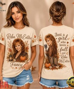 Reba McEntire Autumn Leaves Pumpkin Portrait Unisex 3D Shirt , Music Design T Shirt Reba Mcentire Autumn Leaves Pumpkin Portrait Unisex 3D Shirt