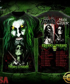 Rob Zombie and Alice Cooper Freaks on Parade 2023 Tour 3D Shirt, Trending Music 3D Tee Rob Zombie And Alice Cooper Freaks ON Parade 2023 Tour 3D Shirt