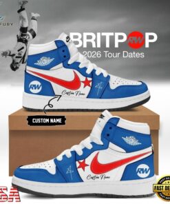 Robbie Williams BRITPOP World Tour 2026 Blue Air Jordan 1 Hightop Shoes , Music Shoes Robbie Williams Britpop World Tour 2026 Blue Air Jordan 1 Hightop Shoes