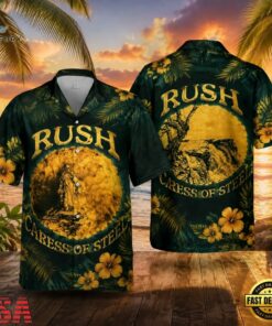 Rock Band Rush Caress Of Steel Summer Aloha Hawaiian Shirt, Music Fan Hawaiian Shirt Rock Band Rush Caress OF Steel Summer Aloha Hawaiian Shirt