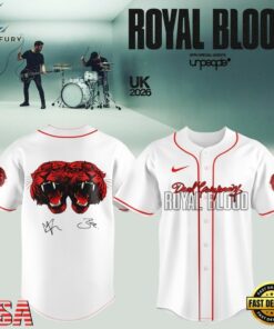 Royal Blood UK Tour 2026 Limited Edition Signature White Baseball Jersey, Music Artist Baseball Jersey Royal Blood UK Tour 2026 Limited Edition Signature White Baseball Jersey