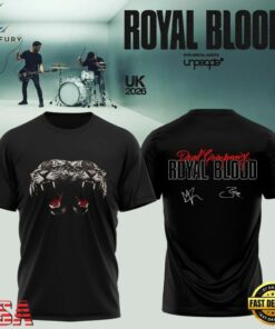 Royal Blood UK Tour 2026 Signed Black T Shirt, Trending Music 3D Tee Royal Blood UK Tour 2026 Signed Black T Shirt