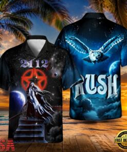 Rush 2112 Starman Summer Aloha Hawaiian Shirt, Music Fan Hawaiian Shirt Rush 2112 Starman Summer Aloha Hawaiian Shirt