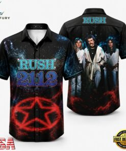 Rush Band 2112 Album Black Hawaiian Shirt , Music Fan Hawaiian Shirt Rush Band 2112 Album Black Hawaiian Shirt