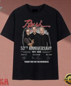Rush Band 52th Anniversary 1974 2026 Thank You For The Memories T Shirt, Music 2D Graphic Tee Rush Band 52th Anniversary 1974 2026 Thank You For The Memories T Shirt