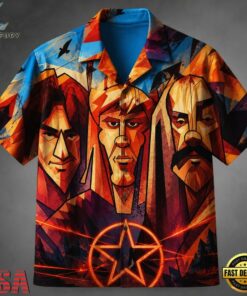 Rush Progressive Portraits Hawaiian Shirt , Music Fan Hawaiian Shirt Rush Progressive Portraits Hawaiian Shirt