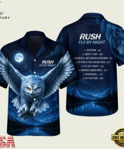 Rush Rock Band Fly By Night Hawaiian Shirt, Music Fan Hawaiian Shirt Rush Rock Band Fly BY Night Hawaiian Shirt
