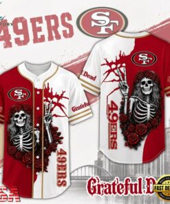 San Francisco 49ers NFL Game Day Grateful Dead Baseball Jersey Shirt, NFL Baseball Shirt San Francisco 49ers Nfl Game Day Grateful Dead Baseball Jersey Shirt