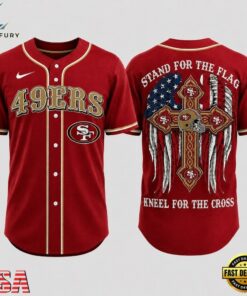 San Francisco 49ers NFL Stand For The Flag Kneel For The Cross Baseball Jersey Shirt , NFL Baseball Shirt San Francisco 49ers Nfl Stand For The Flag Kneel For The Cross Baseball Jersey Shirt