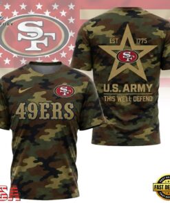 San Francisco 49ers NFL Veterans US Army Camo New Design 3D Shirt , Sports Fans 3D Shirt San Francisco 49ers Nfl Veterans US Army Camo New Design 3D Shirt