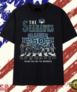 Seattle Seahawks 50th Anniversary 1976 2026 Legends Walking Signatures T Shirt, Trendy 2D Print Shirt Seattle Seahawks 50th Anniversary 1976 2026 Legends Walking Signatures T Shirt
