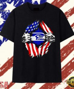 Seattle Seahawks American flag ripped chest T Shirt , Trendy 2D Print Shirt Seattle Seahawks American Flag Ripped Chest T Shirt