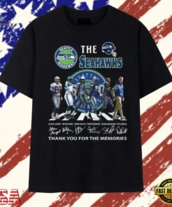 Seattle Seahawks Legends Walking Abbey Road Style Signatures T Shirt, Trendy 2D Print Shirt Seattle Seahawks Legends Walking Abbey Road Style Signatures T Shirt