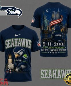 Seattle Seahawks NFL 9 11 25th Anniversary Never Forget Memorial 3D T Shirt, Sports Fans 3D Shirt Seattle Seahawks Nfl 9 11 25th Anniversary Never Forget Memorial 3D T Shirt