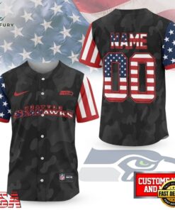 Seattle Seahawks NFL American Pride Custom Baseball Jersey Shirt , NFL Baseball Shirt Seattle Seahawks Nfl American Pride Custom Baseball Jersey Shirt