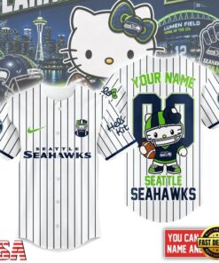 Seattle Seahawks NFL Kitty Game Day Custom Baseball Jersey Shirt , NFL Baseball Shirt Seattle Seahawks Nfl Kitty Game Day Custom Baseball Jersey Shirt