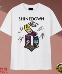Shinedown Band Logo Collage Vintage Graphic T Shirt, Music 2D Graphic Tee Shinedown Band Logo Collage Vintage Graphic T Shirt