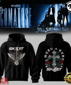 Skillet Band I Need A Hero Comatose 20th Anniversary Tour Hoodie, Trending Music 3D Tee Skillet Band I Need A Hero Comatose 20th Anniversary Tour Hoodie