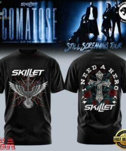 Skillet Band I Need A Hero Comatose 20th Anniversary Tour T Shirt, Trending Music 3D Tee Skillet Band I Need A Hero Comatose 20th Anniversary Tour T Shirt