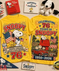 Snoopy 76th Anniversary Patriotic Memories Graphic Shirt , Trending Music 3D Tee Snoopy 76th Anniversary Patriotic Memories Graphic Shirt