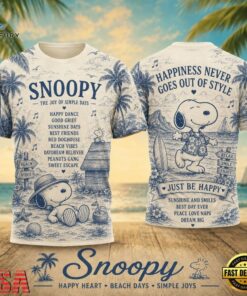 Snoopy Beach Palm Vintage Sketch 2026 3D Shirt , Trending Music 3D Tee Snoopy Beach Palm Vintage Sketch 2026 3D Shirt