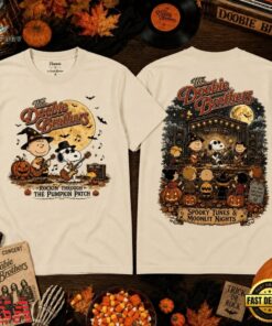 Snoopy Charlie Brown Rockin Pumpkin 3D Shirt, Trending Music 3D Tee Snoopy Charlie Brown Rockin Pumpkin 3D Shirt