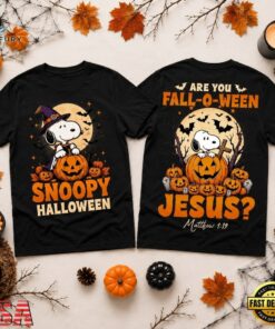 Snoopy Fall O Ween Jesus Halloween Two Sided T Shirt , Music Fans Shirt Snoopy Fall O Ween Jesus Halloween Two Sided T Shirt