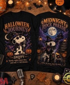 Snoopy Halloween Journey Midnight Rock Parade 3D Shirt , Music Design T Shirt Snoopy Halloween Journey Midnight Rock Parade 3D Shirt