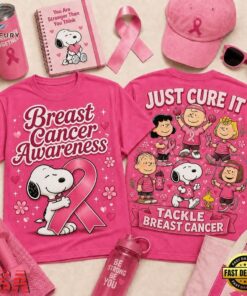 Snoopy Just Cure It Breast Cancer Awareness T Shirt, Trending Music 3D Tee Snoopy Just Cure IT Breast Cancer Awareness T Shirt