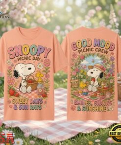 Snoopy Picnic Day, Good Mood Picnic Crew 3D Shirt, Trending Music 3D Tee Snoopy Picnic Day Good Mood Picnic Crew 3D Shirt