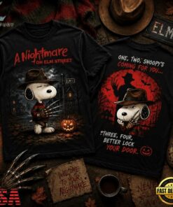 Snoopy’s Nightmare on Elm Street Halloween 3D Shirt , Music Fans Shirt Snoopy S Nightmare ON Elm Street Halloween 3D Shirt