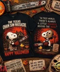 Snoopy Texas Chainsaw Halloween Madness Behind the Mask 3D Shirt , Music Fans Shirt Snoopy Texas Chainsaw Halloween Madness Behind The Mask 3D Shirt