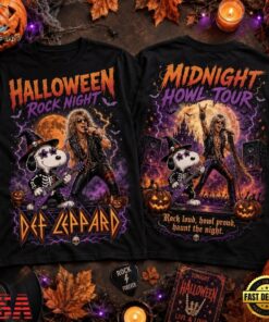 Snoopy x Def Leppard Halloween Midnight Howl Tour 3D Shirt , Music Design T Shirt Snoopy X Def Leppard Halloween Midnight Howl Tour 3D Shirt