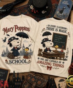 Snoopy x Mary Poppins Practically Perfect Teacher 3D Shirt , Music Fans Shirt Snoopy X Mary Poppins Practically Perfect Teacher 3D Shirt