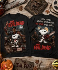 Snoopy x The Evil Dead Groovy Halloween 3D Shirt , Music Fans Shirt Snoopy X The Evil Dead Groovy Halloween 3D Shirt