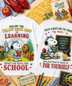 Snoopy x The Wizard of Oz Follow the Yellow Brick Road to Learning 3D Shirt , Music Fans Shirt Snoopy X The Wizard OF OZ Follow The Yellow Brick Road TO Learning 3D Shirt