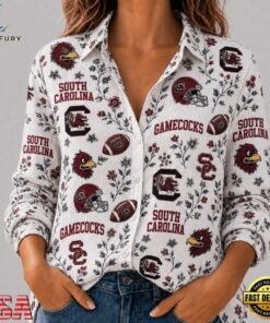 South Carolina Gamecocks NCAA College Spirit Blossoms Women Casual Shirt, Trendy NCAA Women Shirt South Carolina Gamecocks Ncaa College Spirit Blossoms Women Casual Shirt
