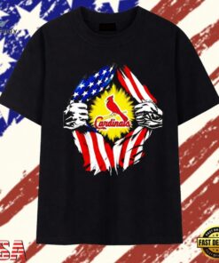 St Louis Cardinals American flag ripped chest T Shirt , Trendy 2D Print Shirt ST Louis Cardinals American Flag Ripped Chest T Shirt